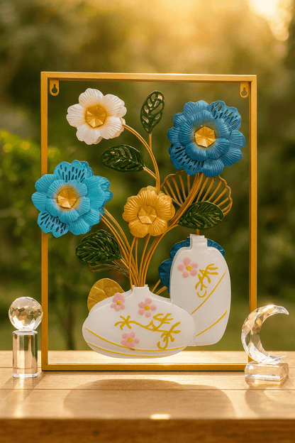 3D Metal Floral Vase Wall Art