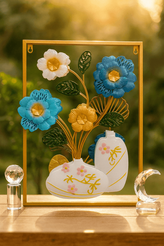 3D Metal Floral Vase Wall Art
