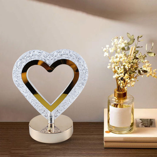 Crystal LED Heart-Shaped Table Lamp