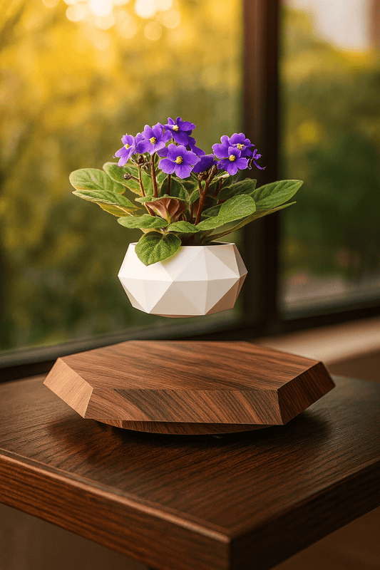 Levitating - Floating Flower Pot with Wood Base ©